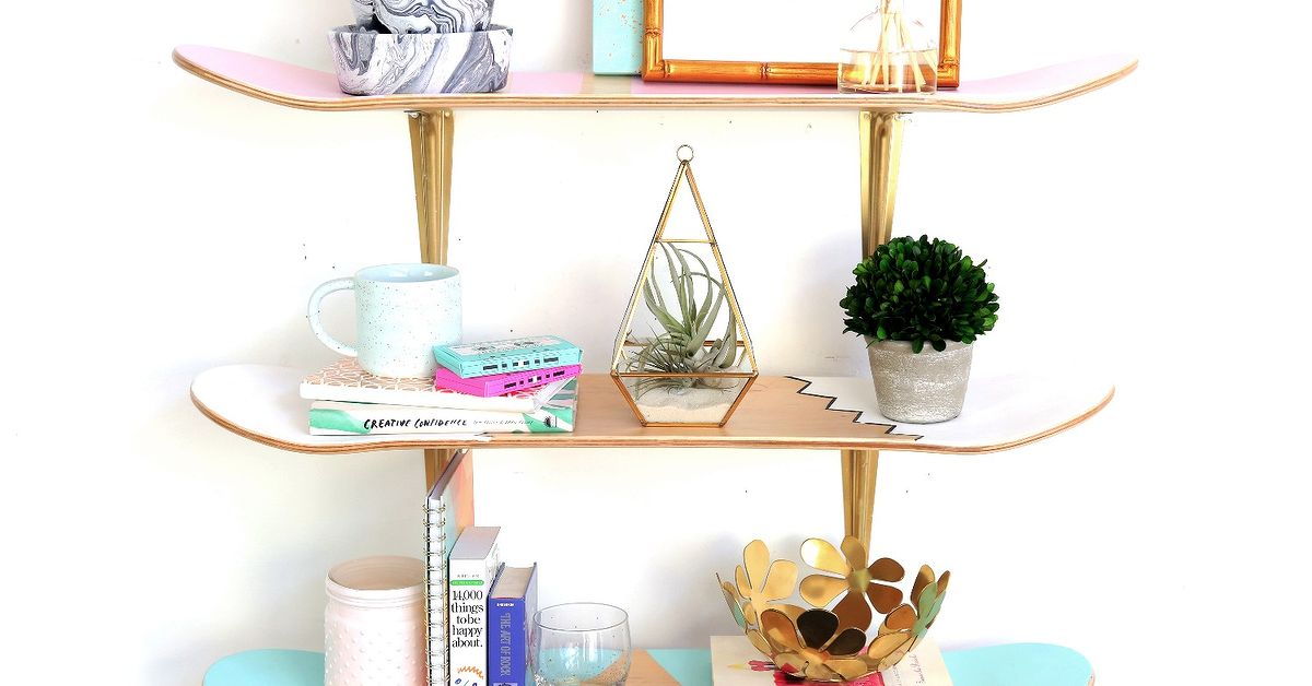 DIY Skateboard Deck Shelf Upcycle